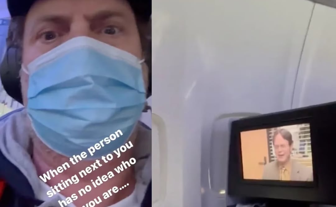 Rainn Wilson compartió el momento en el que captó a un pasajero viendo The Office en el vuelo. Foto: Instagram. Rainn Wilson