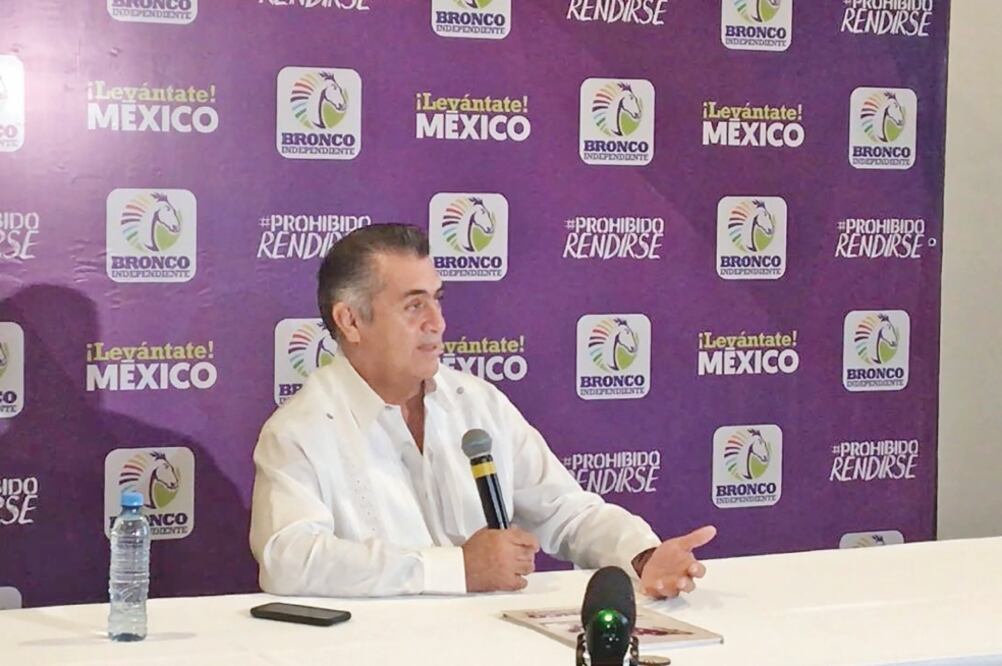 El candidato presidencial independiente Jaime Rodríguez Calderón El Bronco adelantó que cerrará la campaña en la Arena Monterrey. (ALBERTO MORALES. EL UNIVERSAL)