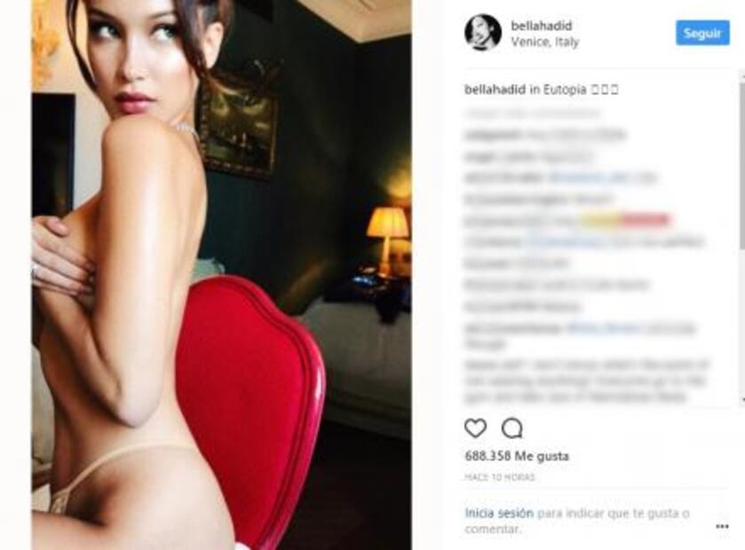Bella Hadid comparte foto semidesnuda
