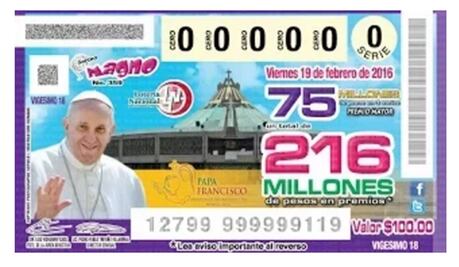 Lotería se suma con sorteo a la visita del Papa