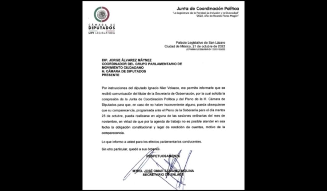 Adán Augusto López pide posponer comparecencia en San Lázaro