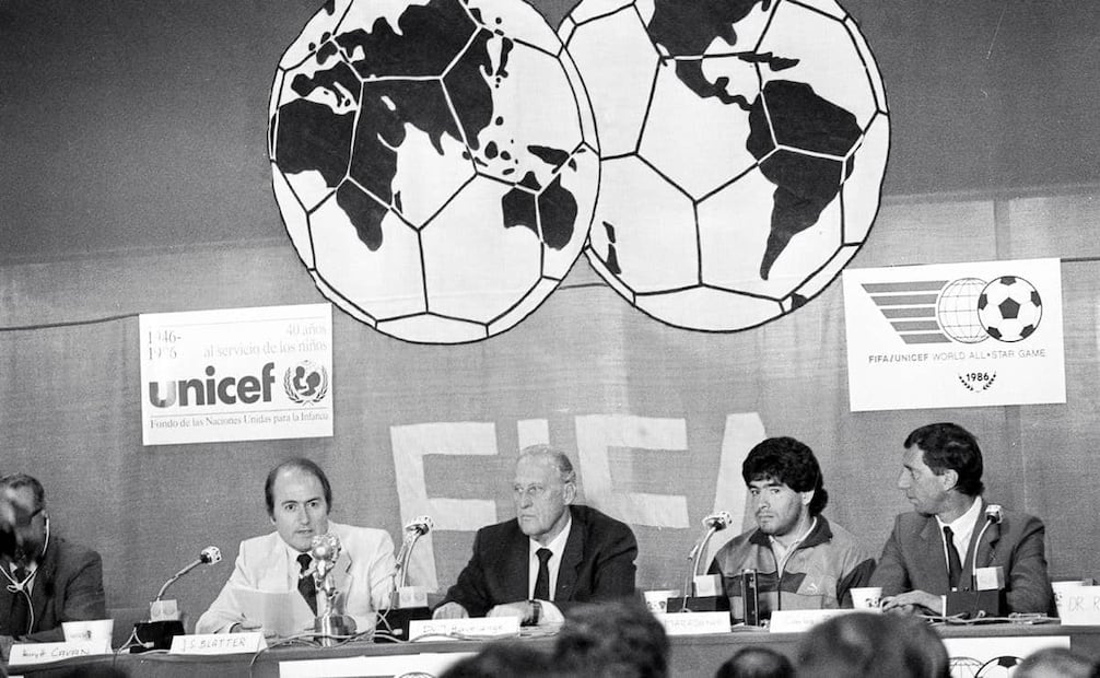 Conferencia FIFA-UNICEF World All-Star Game; Joseph Blatter, João Havelange y Diego Armando Maradona dieron los detalles. Foto: Archivo EL UNIVERSAL.