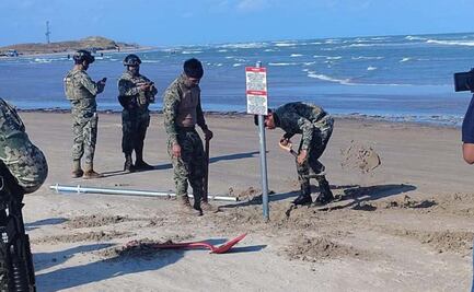 Estadounidenses colocan señalamientos de “zona restringida” en Playa Bagdad en Tamaulipas; autoridades mexicanas intervienen