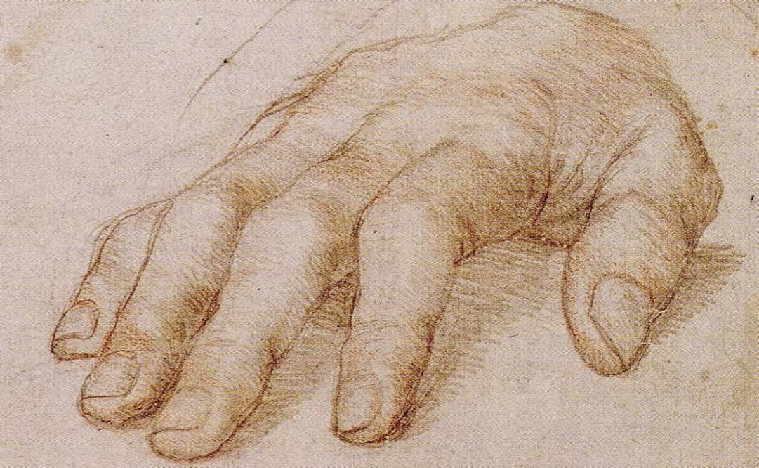 "Estudio de la mano derecha", del artista del Renacimiento Hans Holbein. FOTO: Especial.