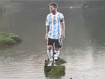 Insólito: en India realizaron una gigantografía de Lionel Messi sobre un río