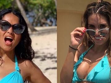 Salma Hayek celebra sus 53 años con foto en bikini y Andrea Escalona le copia
