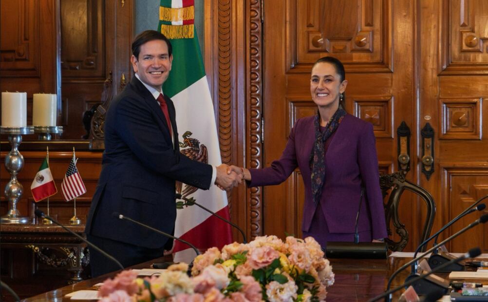 La presidenta Claudia Sheinbaum recibió al secretario de Estado de los Estados Unidos, Marco Rubio, en Palacio Nacional, el 3 de septiembre d e2025. Foto: especial