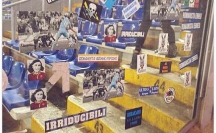 Afición de la Lazio se burla del equipo rival con imagen de Anna Frank