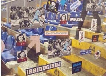 Afición de la Lazio se burla del equipo rival con imagen de Anna Frank