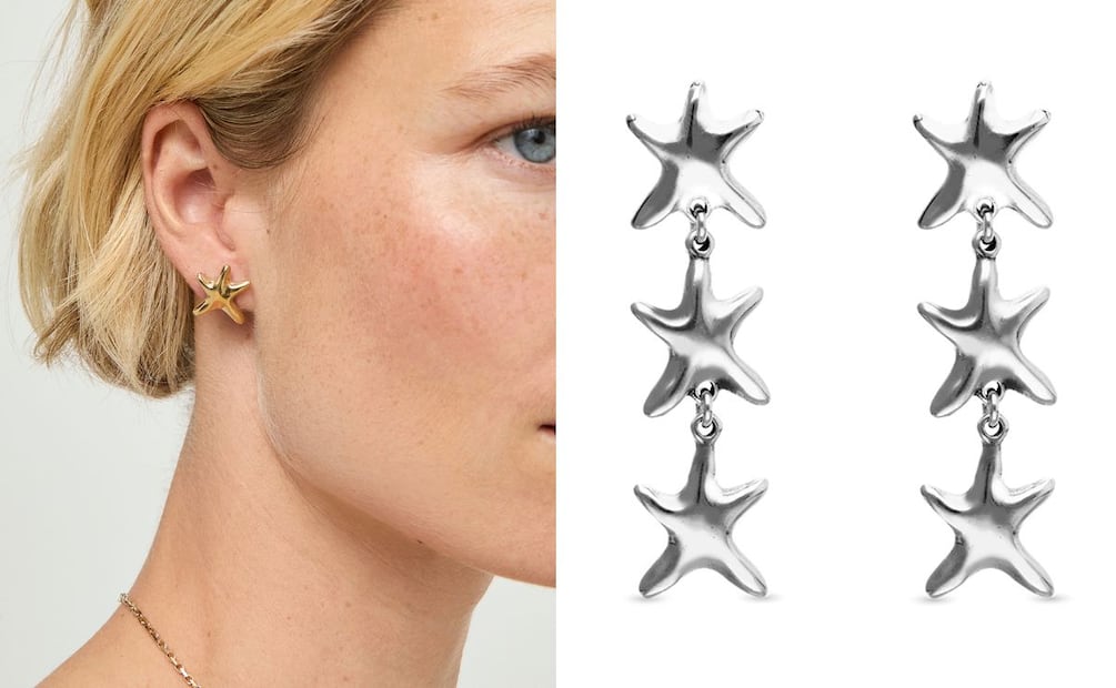Pendientes cortos y largos de la colección Arcadia. Foto: Cortesía UNOde50