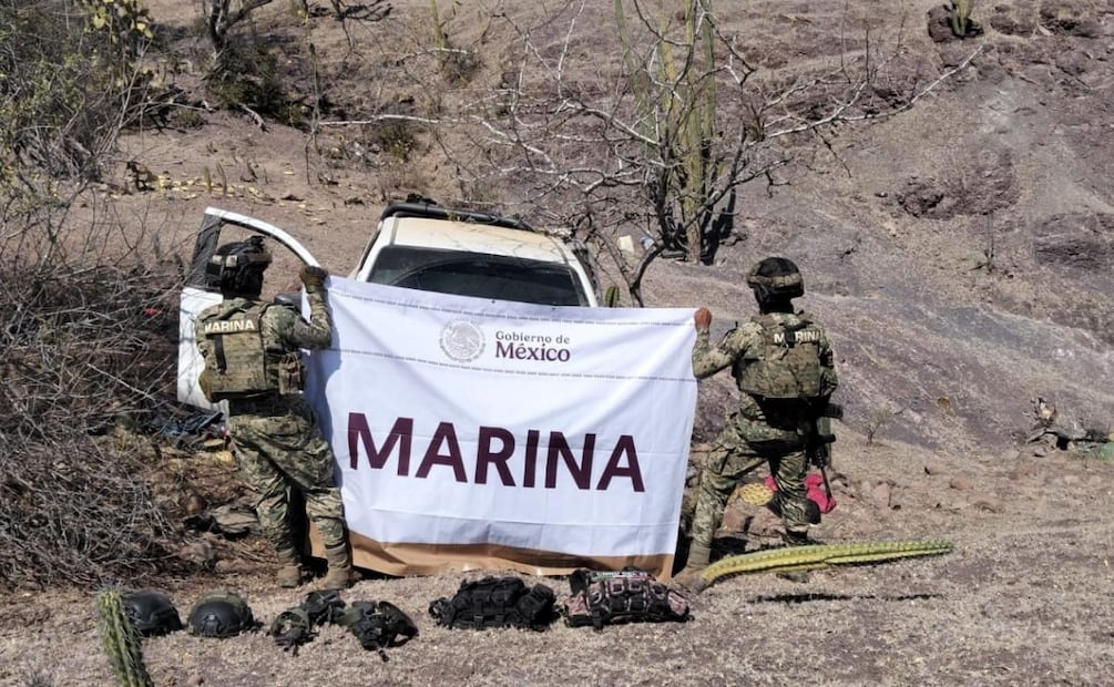 Semar decomisa drogas, vehículos y armas en Arteaga, Michoacán tras se atacados a balazos (20/02/2026). Foto: Especial