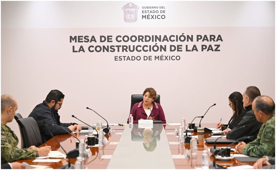 Delfina Gómez Álvarez, gobernadora del Estado de México durante la 61 Mesa de Coordinación para la Construcción de la Paz. Foto: EL UNIVERSAL
