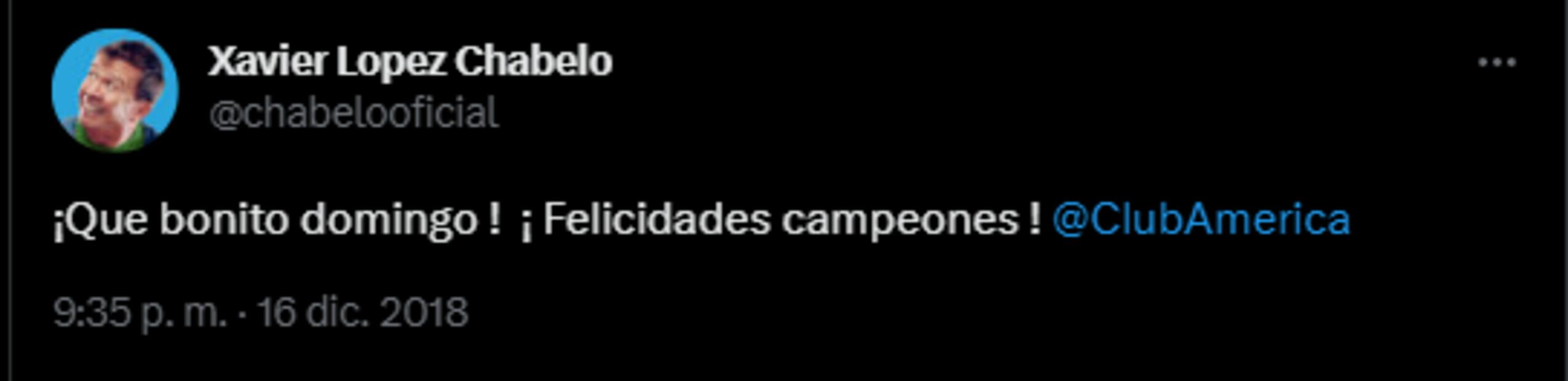 Felicitación de Chabelo al América