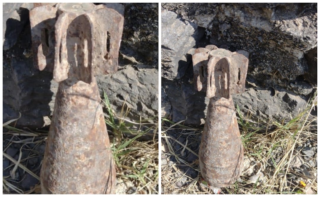 Mujer dedicada a la pepena tira misil mortero afuera de estación de bomberos en León, Guanajuato (06/01/2026). Foto: Especial