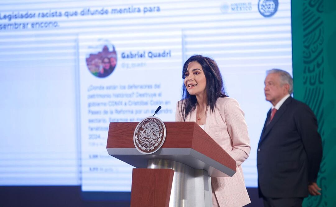 Elizabeth García Vilchis señaló al diputado por opinar sobre el retiro de la estatua de Cristóbal Colón de Paseo de la Reforma. Foto: Germán Espinosa / EL UNIVERSAL