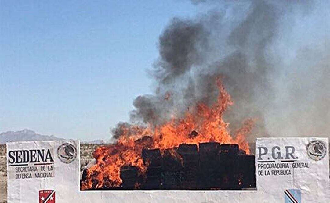 Incineran casi dos toneladas de narcóticos en Chihuahua. Foto: Especial
