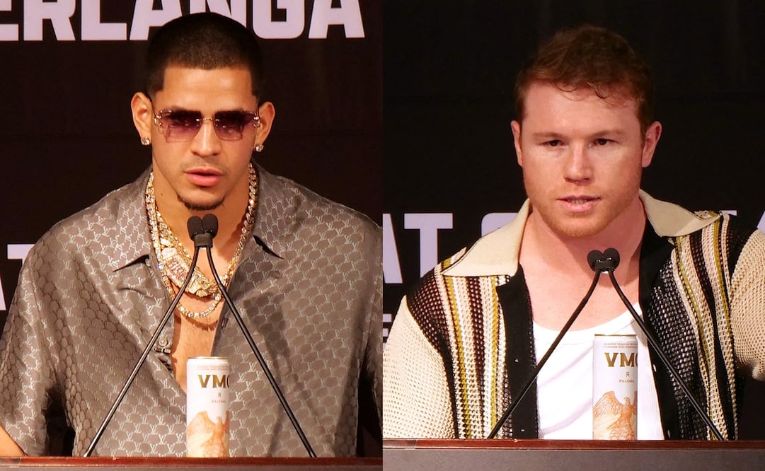 Edgar Berlanga y "Canelo" Álvarez en conferencia de prensa - Fotos: AFP