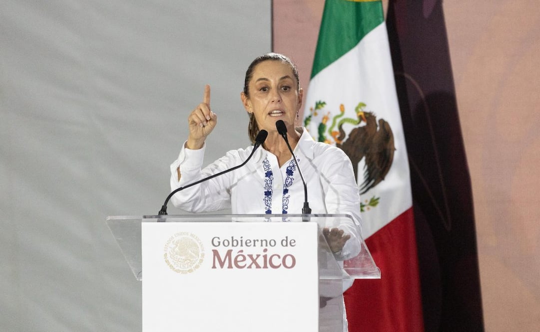 La presidenta Claudia Sheinbaum Pardo encabeza el evento Pensión Mujeres Bienestar, en Emiliano Zapata, Veracruz. Foto Hugo Salvador EL UNIVERSAL