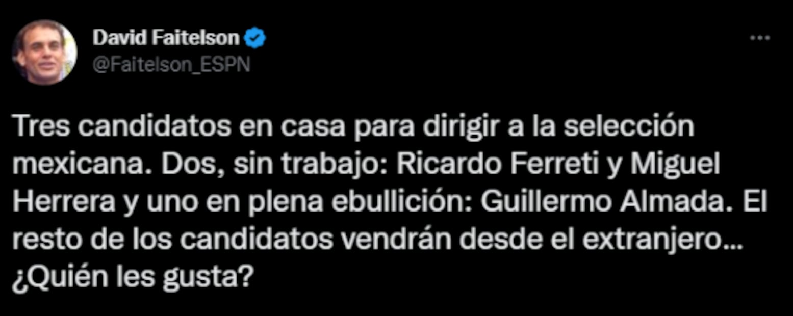 David Faitelson reveló a tres candidatos para dirigir a la Selección Mexicana