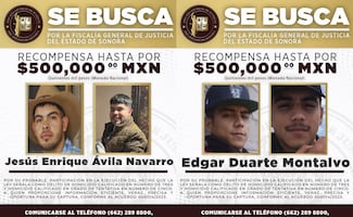 Fiscalía de Sonora ofrece recompensa de un millón de pesos; buscan a dos presuntos responsables de un triple homicidio