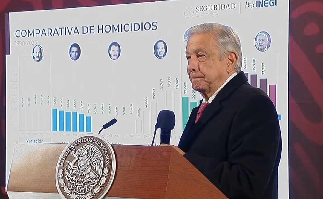 López Obrador mostró otra vez una comparativa de homicidios entre sexenios, desde Salinas de Gortari. Foto: Captura