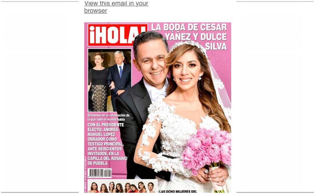 César Yáñez y Dulce Silva en su boda, en la portada de la revista ¡Hola!