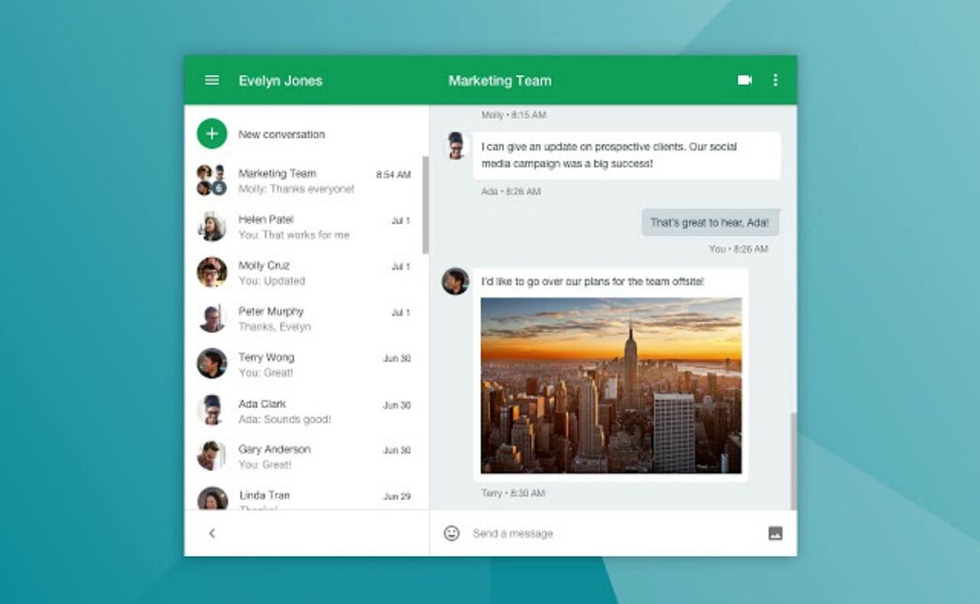 Hangouts permite el envío de mensajes y hacer videollamadas