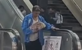 ¡Cardio de alto riesgo! Hombre convierte escaleras del Metro en caminadora
