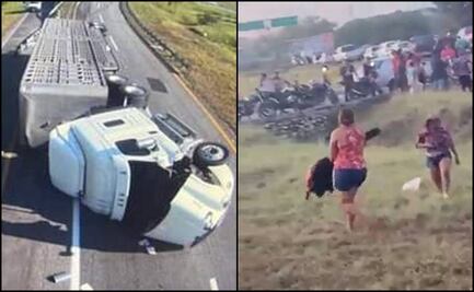 ¡Ya hay cena de Navidad! Rapiña de reses tras volcadura de tráiler en Chiapas