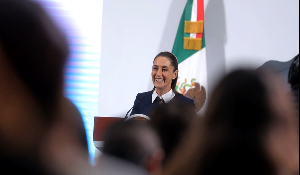 La presidenta Claudia Sheinbaum Pardo durante la conferencia mañanera del 15 de julio de 2025. Foto: Gabriel Pano/EL UNIVERSAL