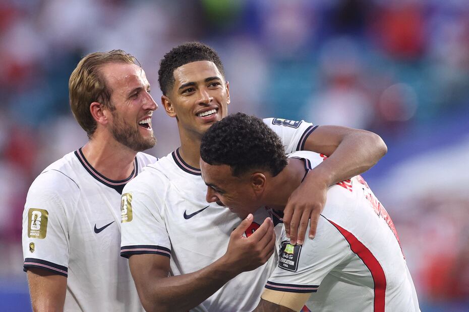 Selección de Inglaterra en festejo de gol, durante el Mundial de 2026 - Foto: AFP