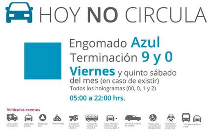 Autos con engomado azul no circulan este viernes