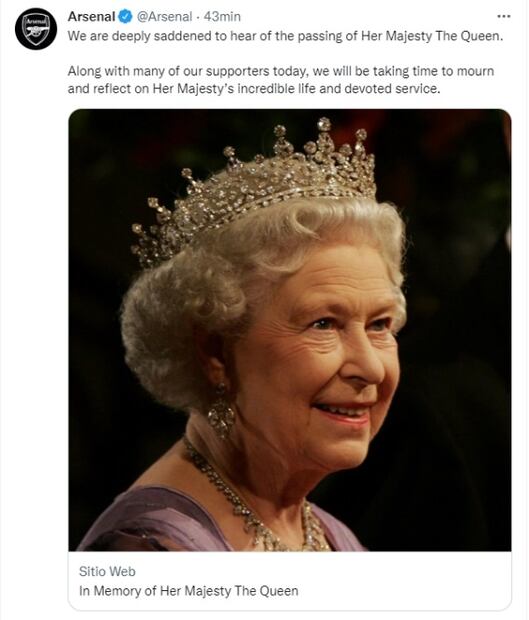 La Premier League y sus clubes lamentan fallecimiento de la Reina Isabell II