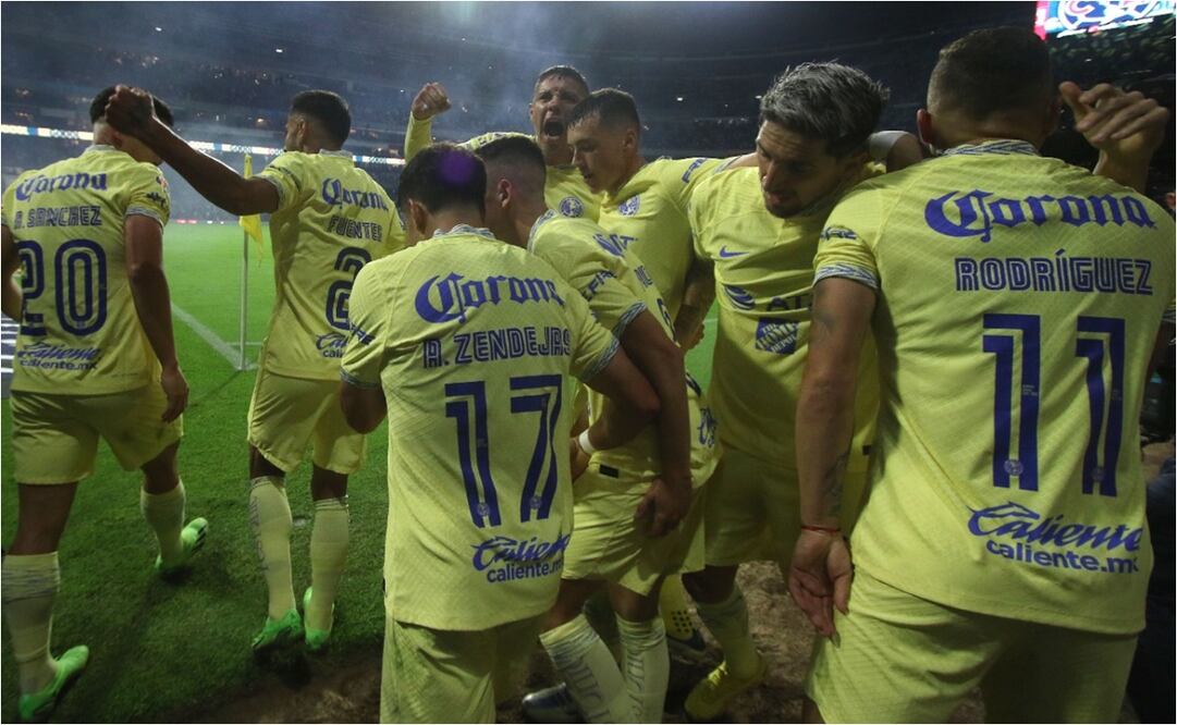 América celebra su segundo gol contra Tigres. FOTO: Carlos Mejía/ EL UNIVERSAL