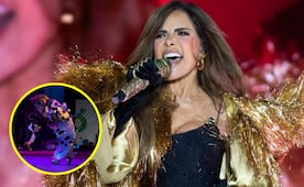 VIDEO: Gloria Trevi vive incómodo momento tras caer en pleno concierto en San Luis Potosí 