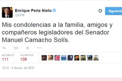 Lamenta EPN muerte de Manuel Camacho