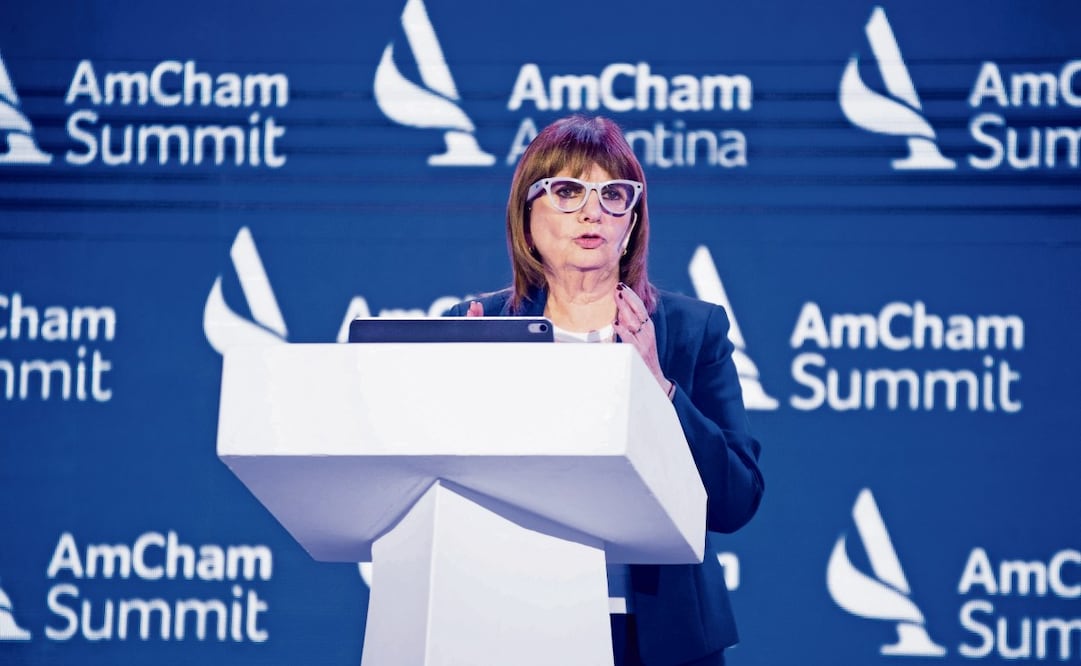 Patricia Bullrich, senadora nacional de La Libertad Avanza, en la Cumbre AmCham 2026 en Buenos Aires, el 14 de abril pasado. Foto: SILVANA SAFENREITER/AFP