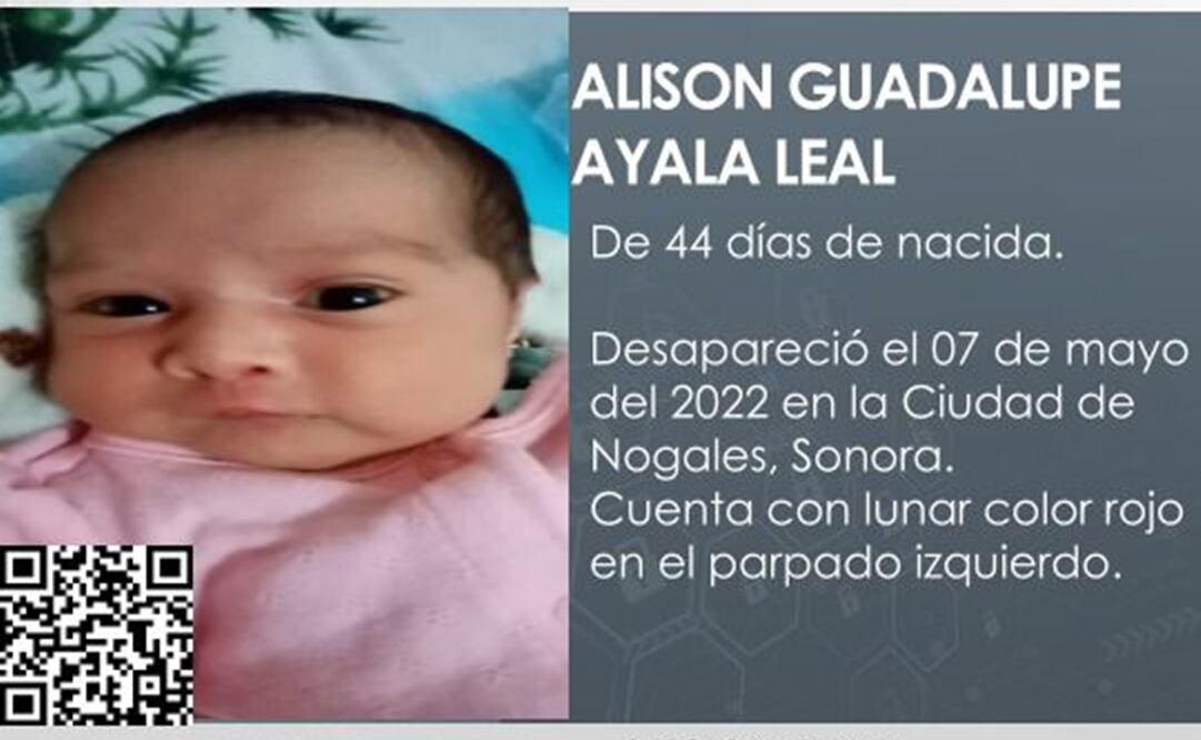 Alison Guadalupe Ayala Leal fue sustraída de su domicilio en la colonia La Mesa de Nogales, Sonora. Foto: Fiscalía de Sonora