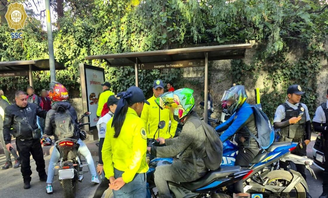 Dispositivo “Salvando Vidas” en Tlalpan; revisan a 255 motociclistas para garantizar seguridad vial. Foto: Especial