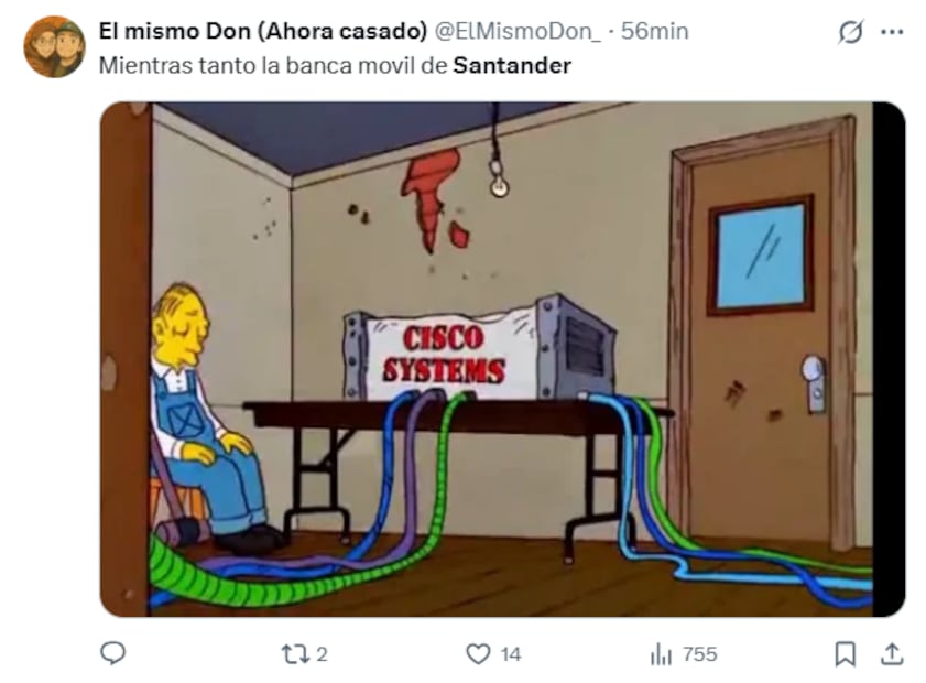 Este viernes, clientes de Santander reportaron fallas en la aplicación móvil de la institución bancaria. Foto: Captura de pantalla X