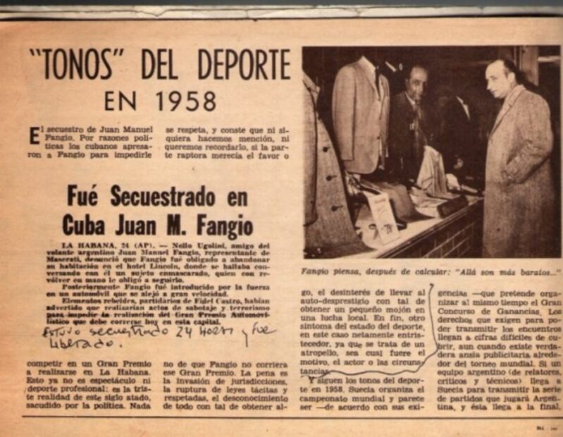 La historia secreta del secuestro de Fangio en el GP de Cuba