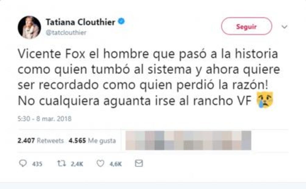 ​Tatiana Clouthier y Vicente Fox se enfrentan en Twitter
