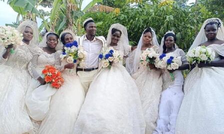 Hombre se casa con 7 mujeres en Uganda el mismo día, incluyendo dos hermanas
