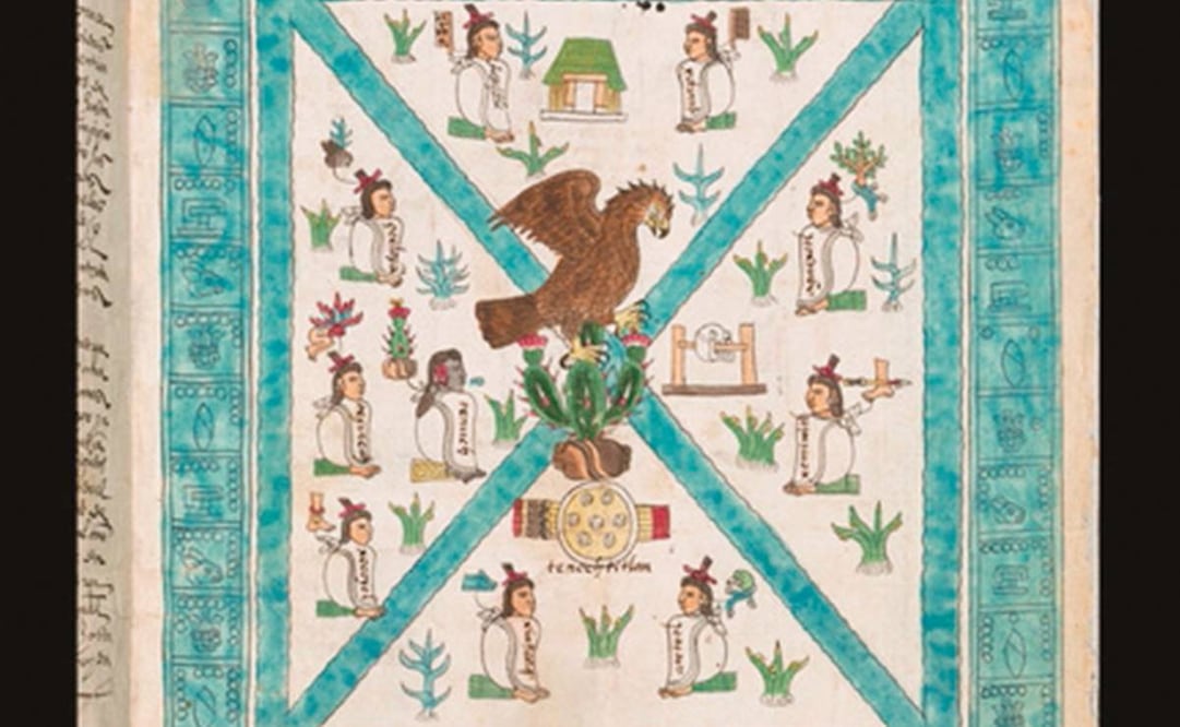 Reproducción del Códice Mendoza, que se encuentra en la Biblioteca Bodleiana de la Universidad de Oxford, en Inglaterra. Foto: Especial.