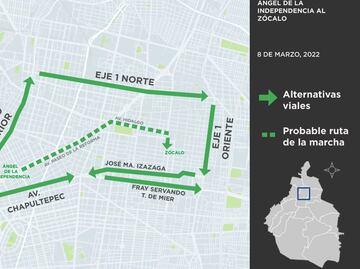 Mapa. Así será el recorrido, horarios y cortes viales para la marcha de mujeres del 8M