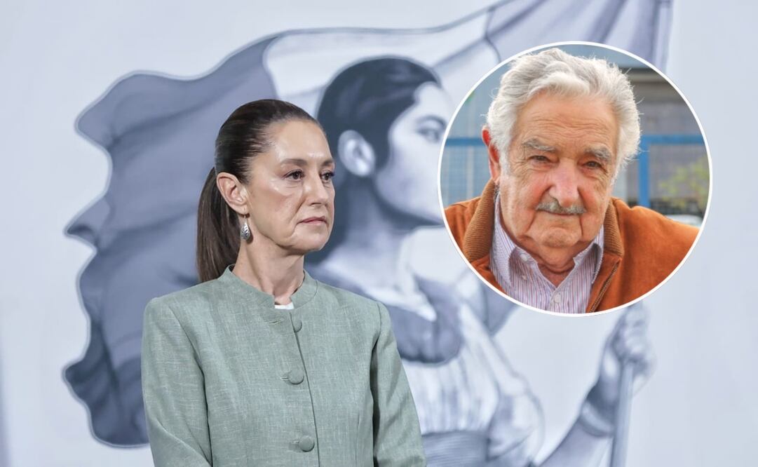 Conferencia del pueblo encabezada por la presidenta, Claudia Sheinbaum Pardo en el Salón Tesorería de Palacio Nacional. En el círculo: Pepe Mujica, expresidente de Uruguay. Fotos: Fernanda Rojas / EL UNIVERSAL y X