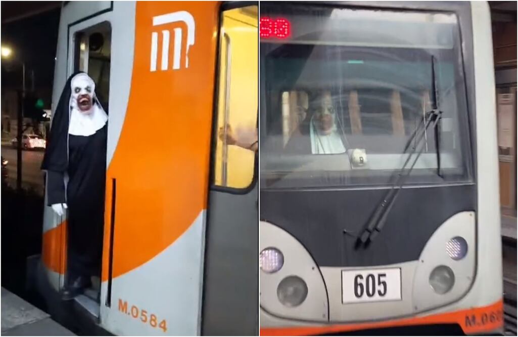 Baila cada que llega a una estación. FOTO: tomada de TikTok/ EL UNIVERSAL/