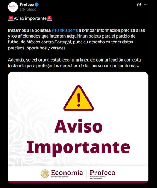 Profeco a través de su cuenta oficial de X. Foto: captura de pantalla
