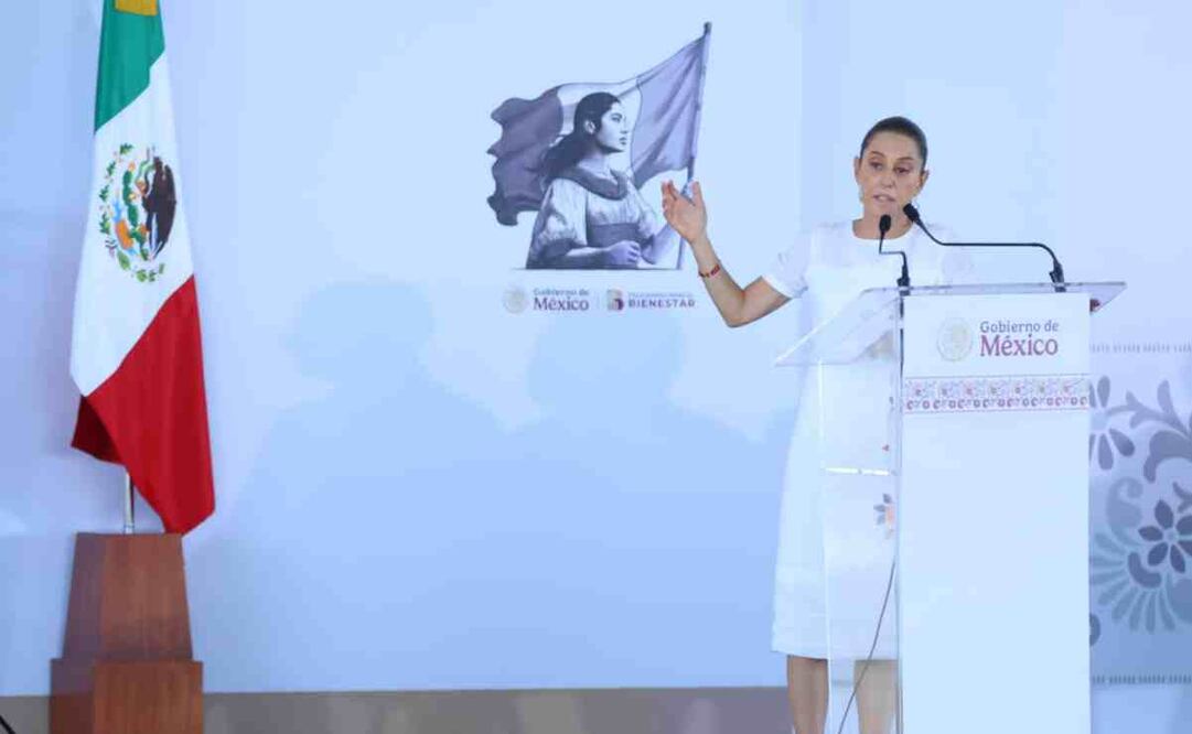 Presentación de los programas integrales para el bienestar encabezado por la presidenta Claudia Sheinbaum Pardo en la Unidad Deportiva Francisco Castillo esta tarde. Foto: Fernanda Rojas/EL UNIVERSAL
