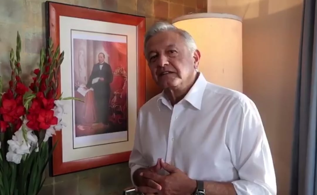 El líder de Morena, Andrés Manuel López Obrador (Captura de pantalla de su video, en Facebook)